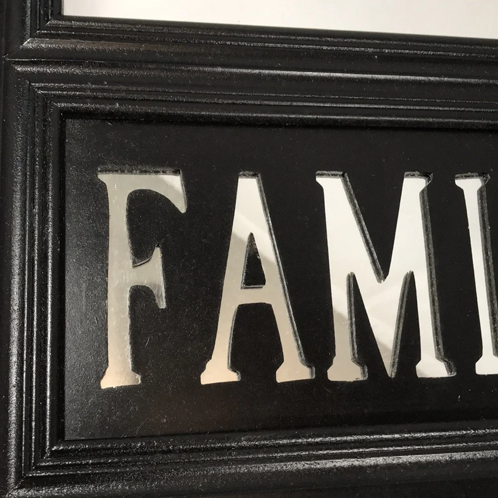 Wooden “Family” Cut-Out Decorative Hanging Mirror
